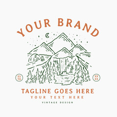 vintage illustration badge design line art outdoor nature