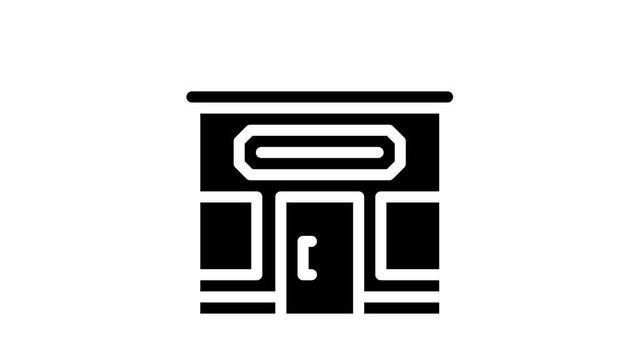 shop building glyph icon animation