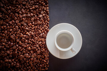 roasted coffee beans on dark background