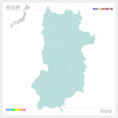 Fototapeta premium 奈良県の地図・Nara（市町村・区分け）