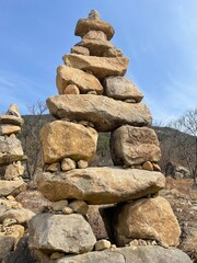 
Stone towers near the temple
