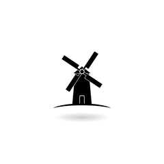 Obraz premium Black windmills icon with shadow