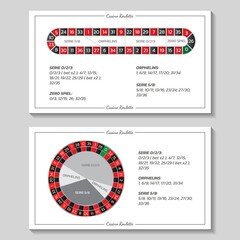 Casino european roulette rules with series and bets. Infographics of playing and payout of game. Vector illustration isolated on white background.