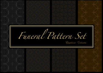 Set of Dark Funeral Patterns in Gold and Black Colors - Repetitive Background Textures, Abstract Vector