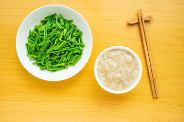 Chinese Food Weight Loss Set Quinoa Porridge with Fried Sweet Potato Stems
