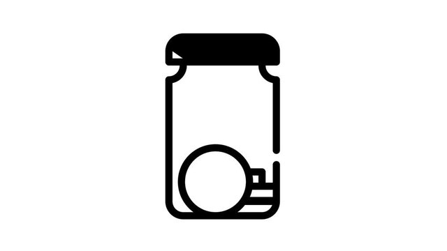 bottle with money black icon animation