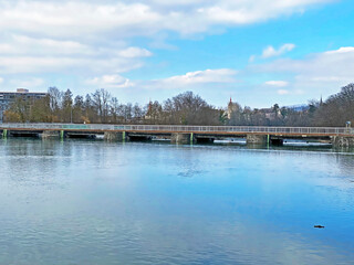 Dam of the Bremgarten hydroelectric power plant on the river Reuss - Switzerland (Schweiz)
