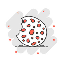 Vector cartoon cookie icon in comic style. Chip biscuit sign illustration pictogram. Pastry cookie business splash effect concept.