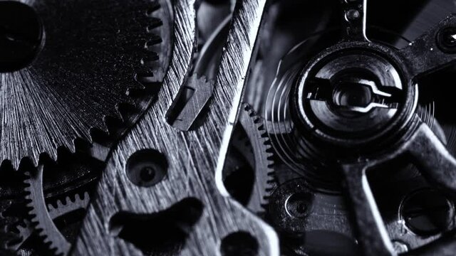 black and white vintage close view of watch mechanism
