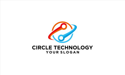 combination circle and technology logo design