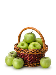 Green apples in wattle basket