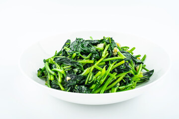 Chinese food, home cooking, one dish of fried sweet potato leaves