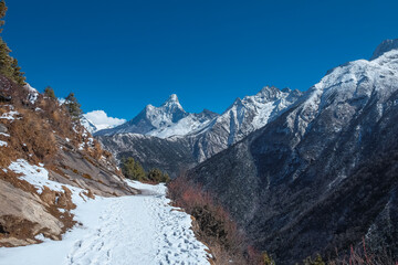 snowy path in the mountains