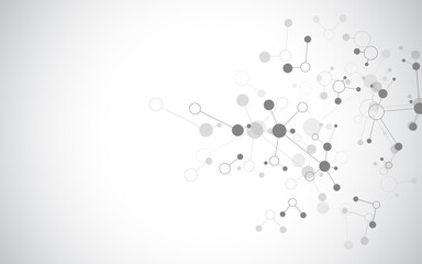 Illustration of molecular structure and genetic engineering, molecules DNA, neural network, scientific research. Abstract background for innovation technology, science, healthcare, and medicine