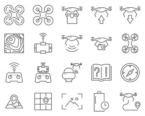 Set of drone line vector icons.
