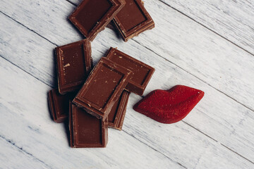 chocolate bar red lips marmalade sweets delight candy