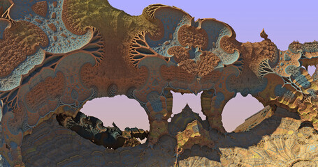 three-dimensional fractals of mountains