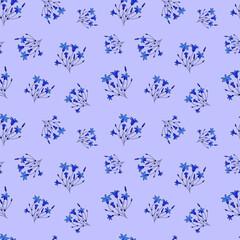seamless pattern of flowers bells hand-drawn, vector illustrations eps10. 