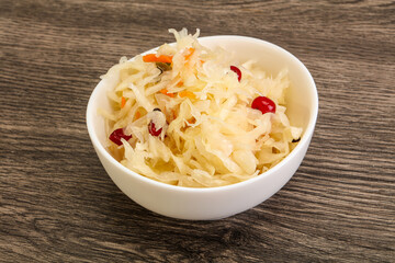 Sauerkraut with cranberry in the bowl