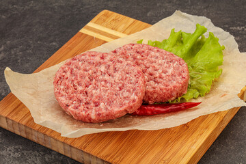 Raw beef cutlet for burger