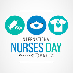 International Nurses day is observed around the world on 12 May of each year, to mark the contributions that nurses make to society. Vector illustration.