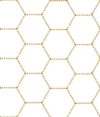 Dotty Honeycomb vector seamless pattern. Decorative geometric dotted hexagonal background.