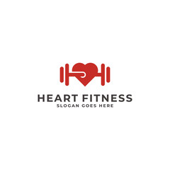 Hearth Fitness logo design template. Sport icon logotype vector