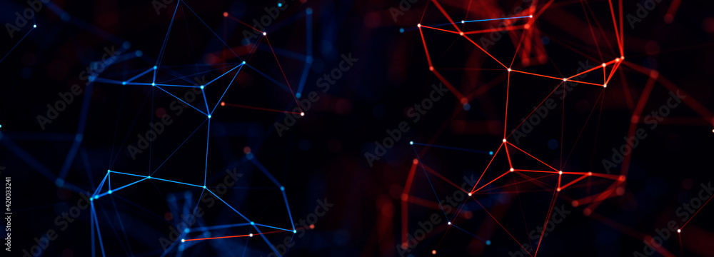 Poster Technology background. Abstract digital combination dots and lines. Network connection structure. 3d Widescreen