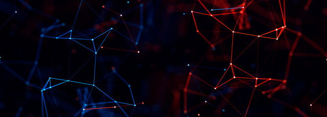 Technology background. Abstract digital combination dots and lines. Network connection structure. 3d Widescreen