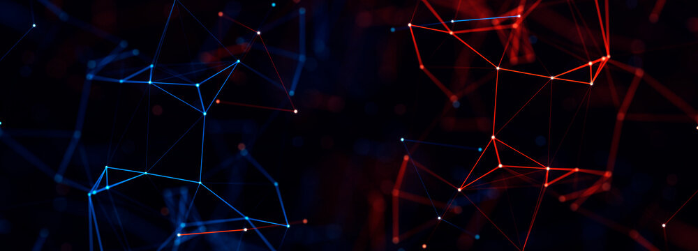 Technology background. Abstract digital combination dots and lines. Network connection structure. 3d Widescreen