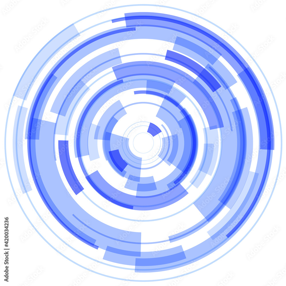 Aufkleber 3d circular symbol, abstract lens technology design, rotating vector illustration.