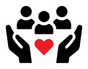 Share your Love. Hands and people with hearts as love massages. family love