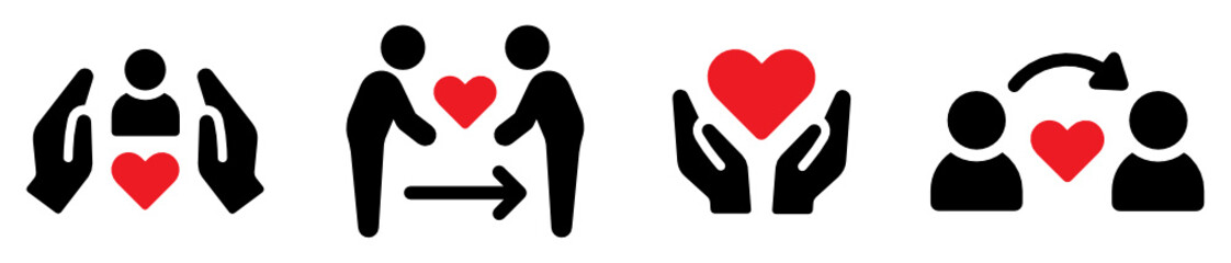 Share your Love. Hands and people with hearts as love massages. 