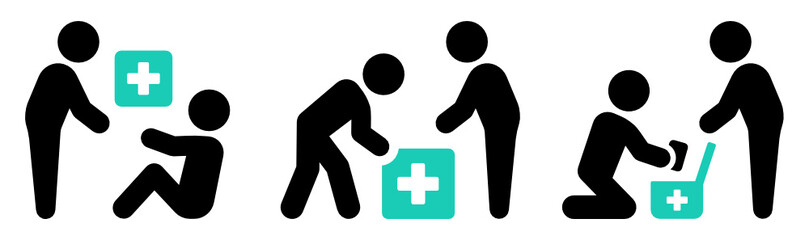 Doctor taking care of the patient by using the medicine in the medical briefcase.