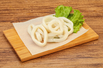Raw squid rings for cooking
