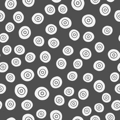 Vector seamless pattern with hand drawn abstract swirl on grey background
