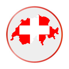 Switzerland icon. Shape of the country with Switzerland flag. Round sign with flag colors gradient ring. Awesome vector illustration.