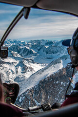 swiss landscape from helicopter