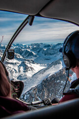 swiss landscape from helicopter