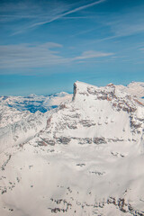 swiss landscape from helicopter