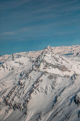 swiss landscape from helicopter