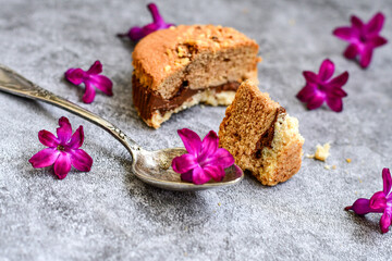  Fish and chips .Close up of   crispy breaded  deep fried fish fingers with breadcrumbs served with remoulade sauce and  lemon