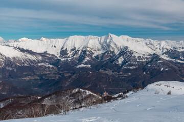 Ski mountaineering on mount Matajur, Friuli-Venezia Giulia, Italy