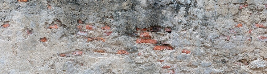 Vintage old concrete and red brick wall for backdrop or background.