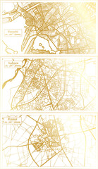 Lahore, Kasur and Karachi Pakistan City Map Set.