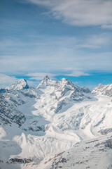 swiss landscape from helicopter