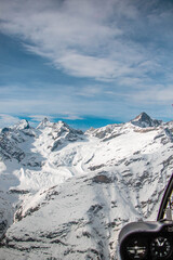 swiss landscape from helicopter