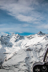swiss landscape from helicopter