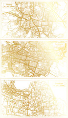 Surakarta, Surabaya and Serang Indonesia City Map Set.