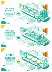 Fototapeta premium Cargo Ship Container. Crude Oil Tanker. LNG Tanker.